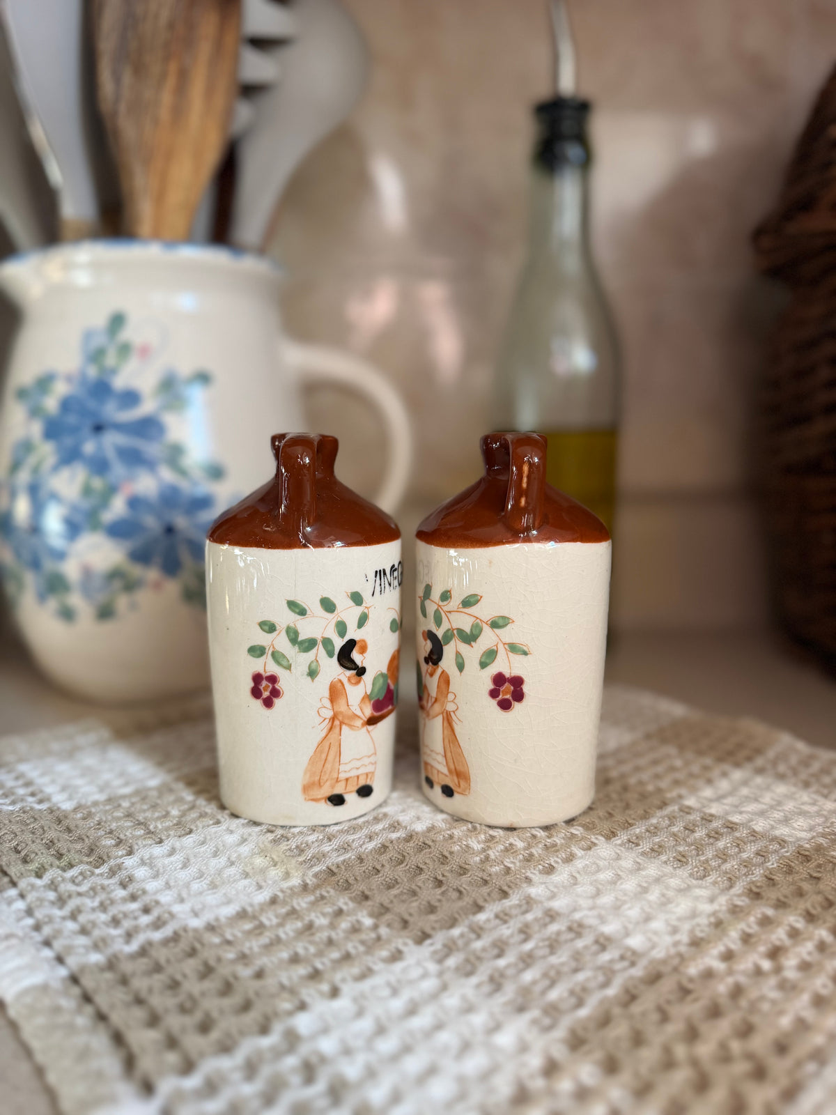 Vintage Ceramic Oil and Vinegar Cruet Jugs
