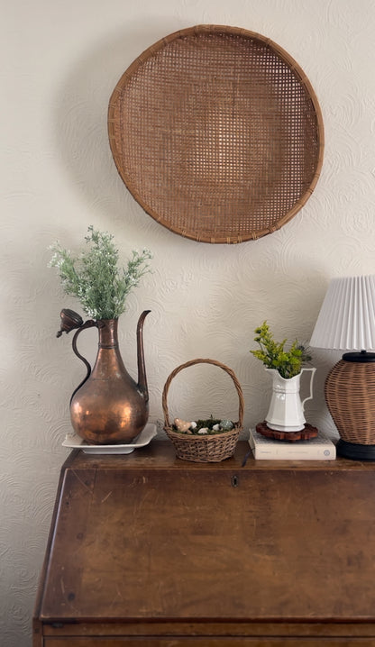 Basket with Wooden, Painted Mushrooms and Moss