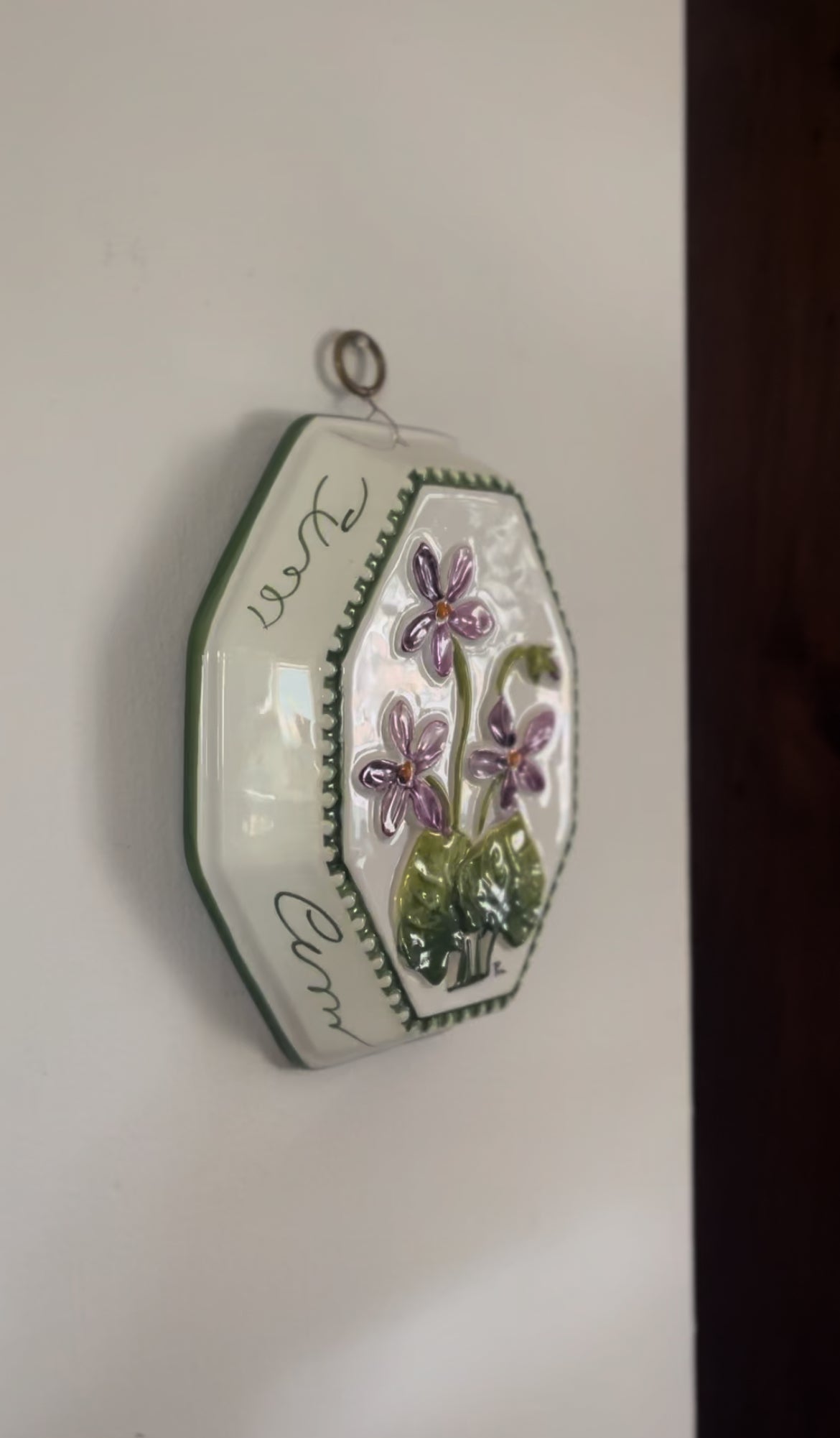 Floral Ceramic Wall Hanging - Hand-painted Made in Italy