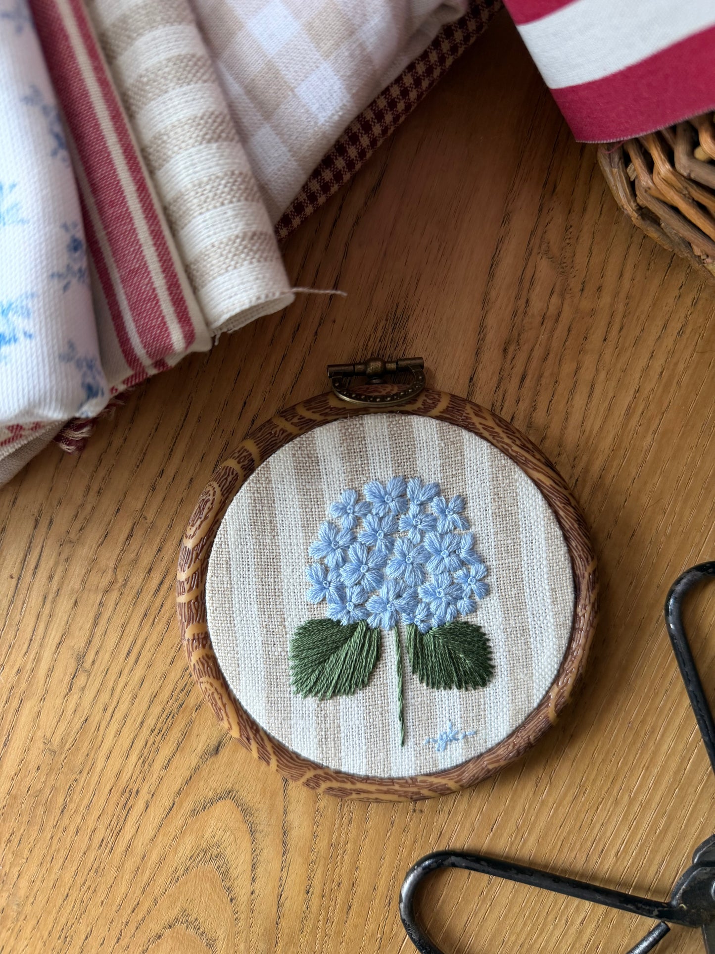 Blue Hydrangea Embroidery Magnet