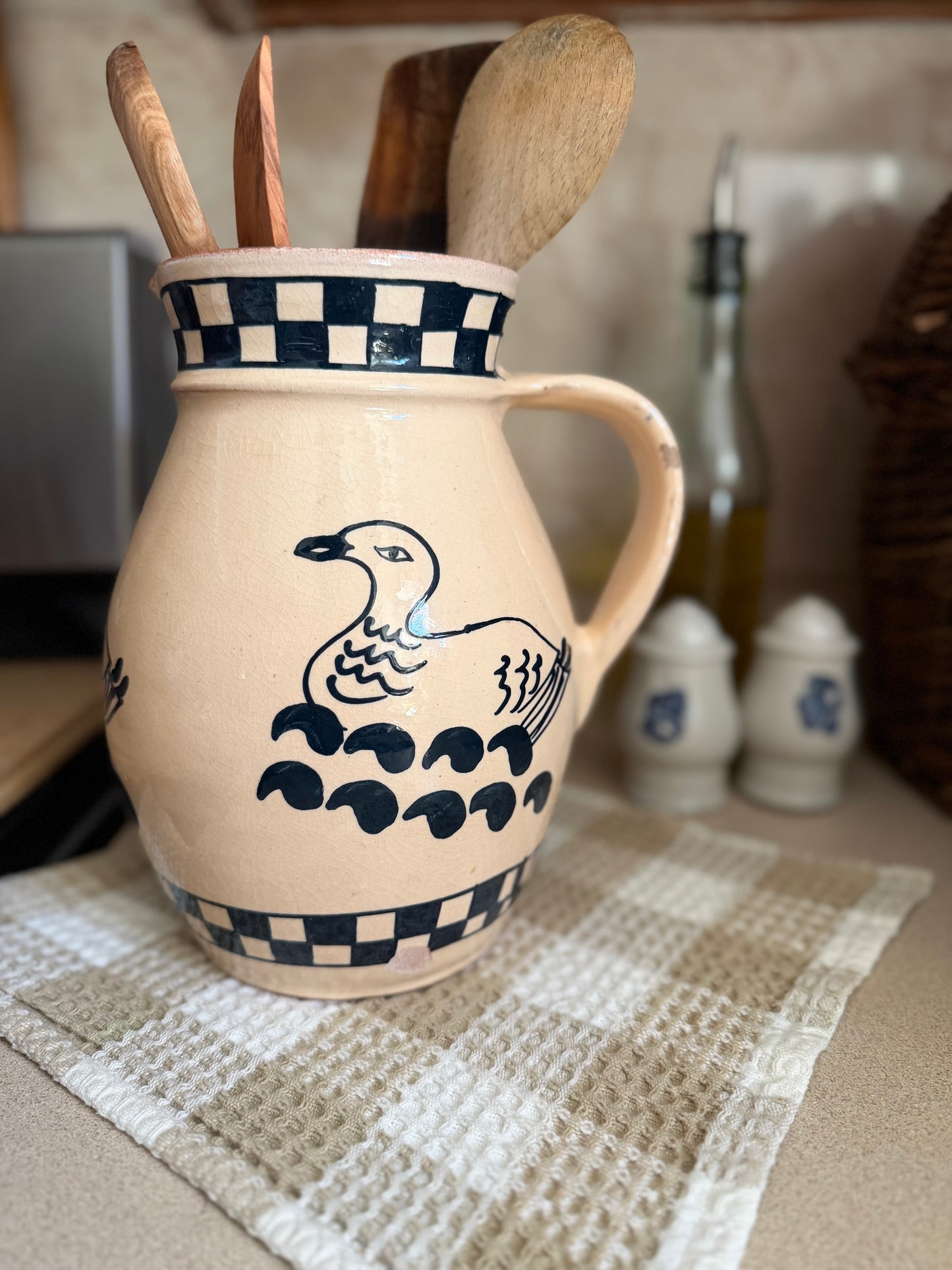 Duck Folk Art Pottery Pitcher