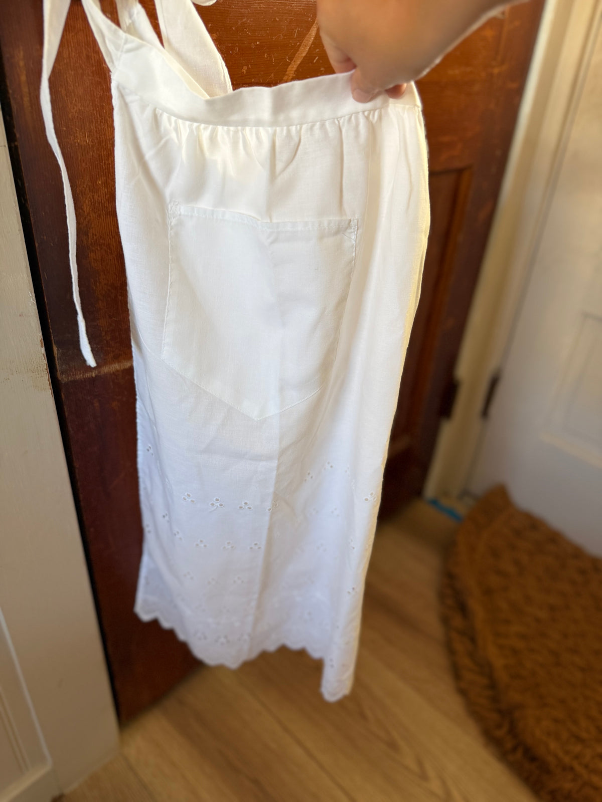 White Eyelet Half Apron