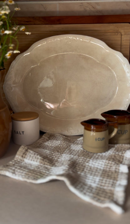 Warranted K, T, & K Granite White Ironstone Oval Platter