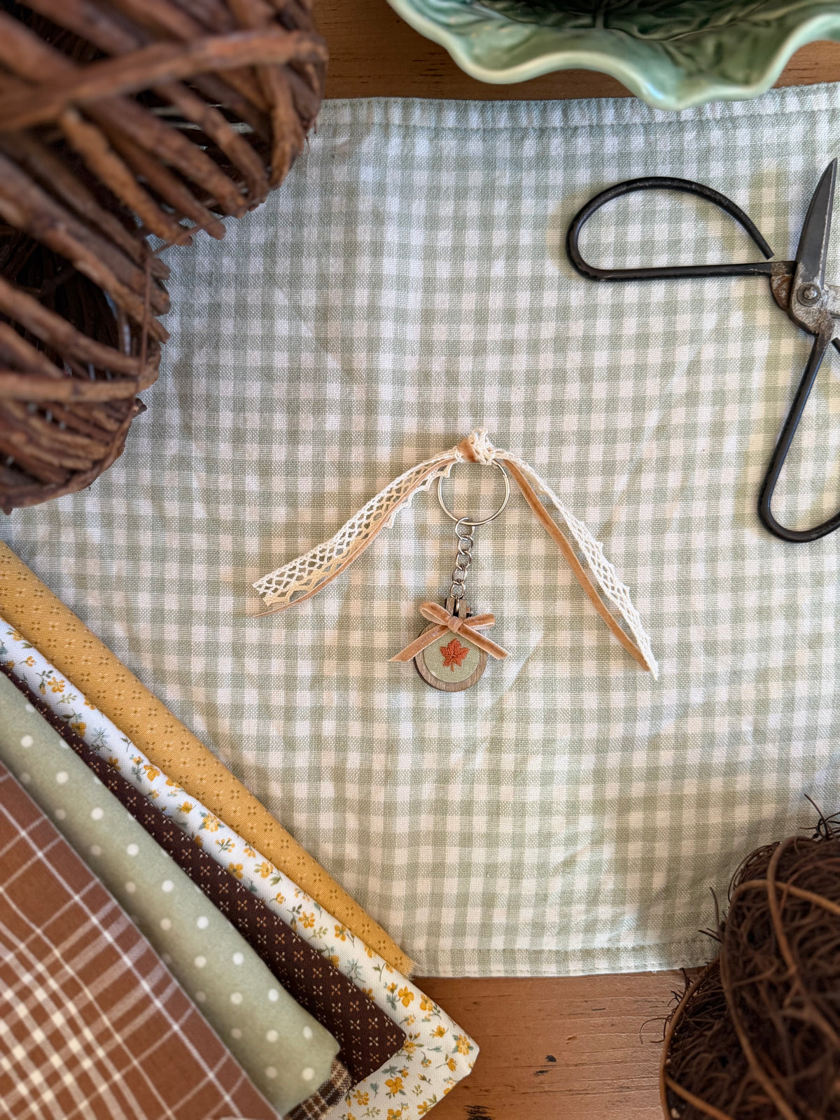 Maple Leaf Embroidery Keychain
