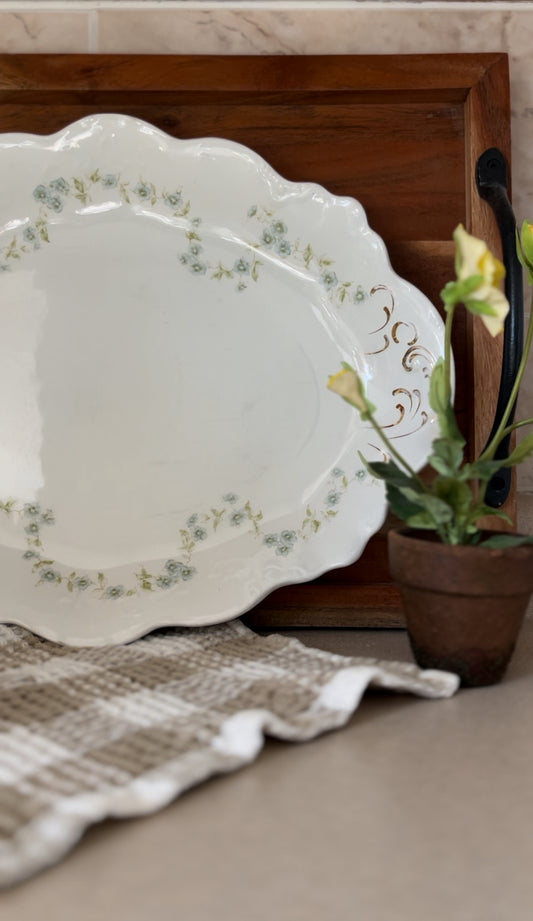 Royal Semi-Porcelain Blue Floral Platter Johnson Bros England