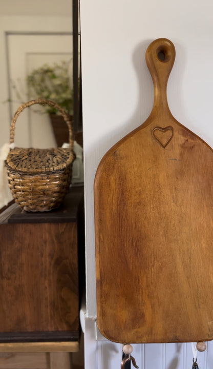 Large Solid Wood Cutting Board with Heart Carving by Foodworks