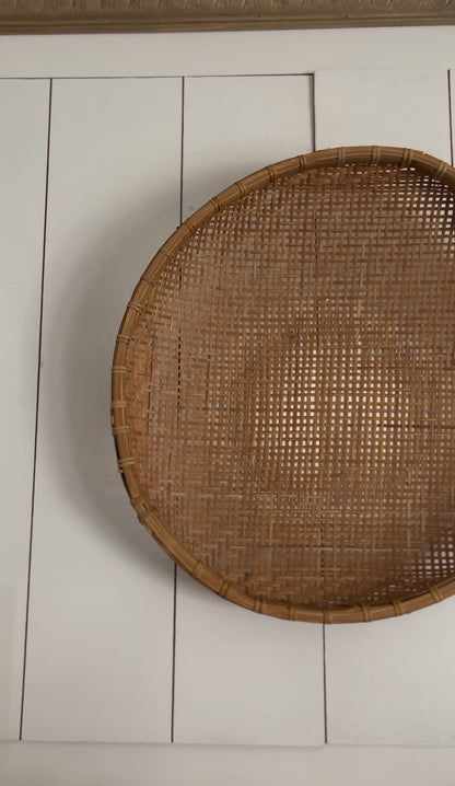 Large Vintage Woven Winnowing Basket (2 available, 1 slightly larger)
