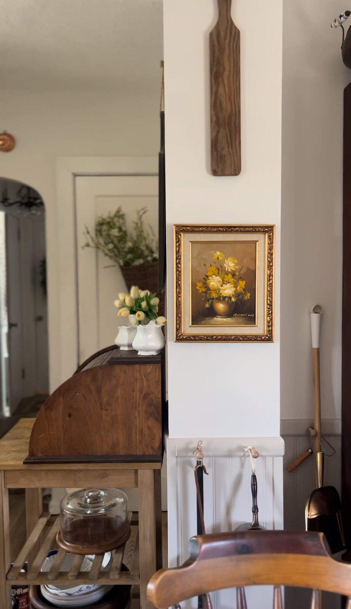 Yellow Floral Original Oil Painting by Robert Cox in Ornate Wooden Frame