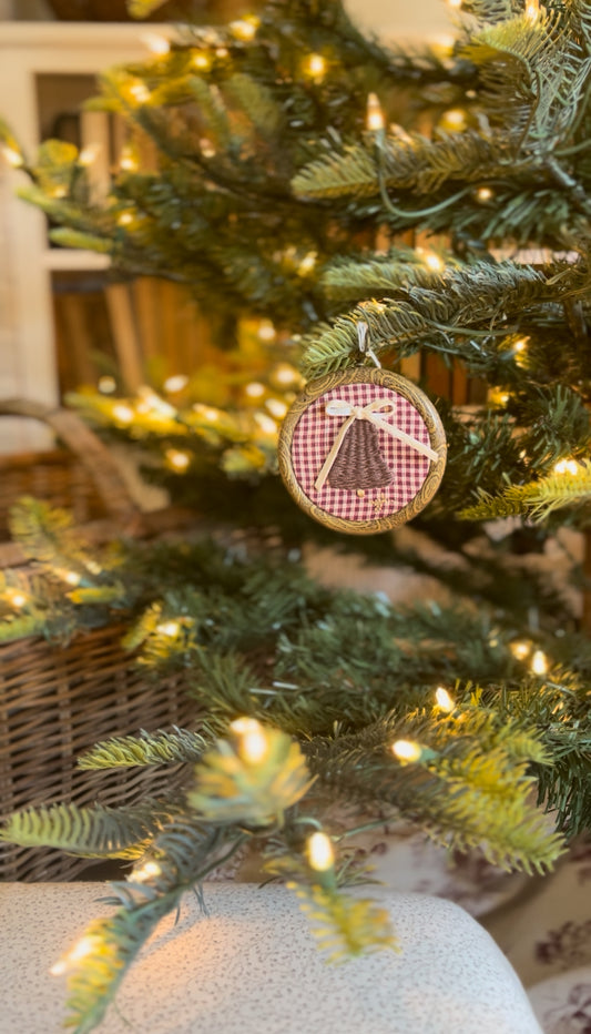 Small Wicker Bell Embroidery Ornament