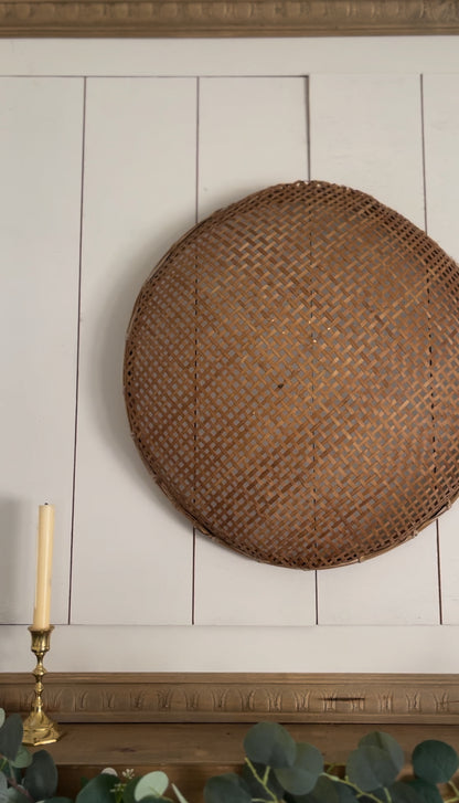 Large Vintage Woven Winnowing Basket (2 available, 1 slightly larger)