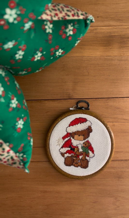 Needlepoint Santa Teddy bear Art