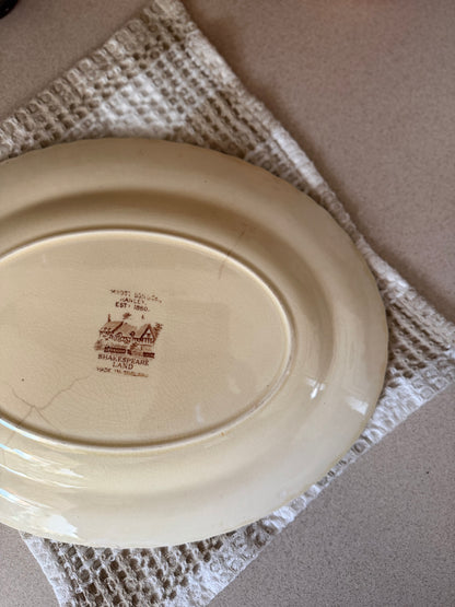 Brown Transferware "Shakespeare Land" Serving Platter made in England
