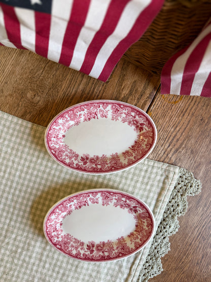 Red Floral Transferware Platter by Walker China (1 left)