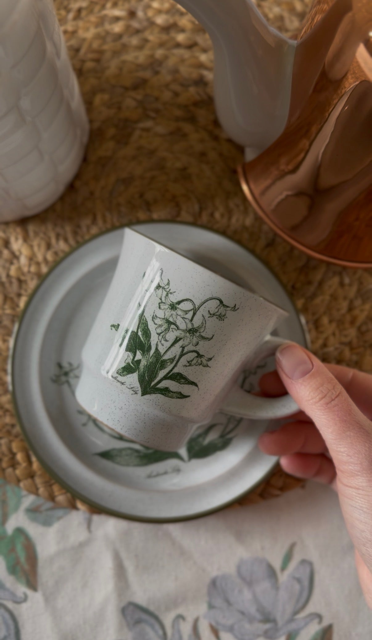 Noritake Stoneware Lily Teacups and Saucers (2 left)