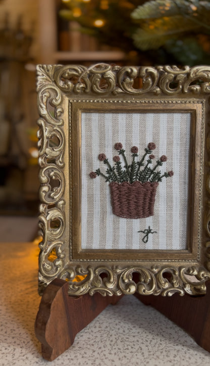 Basket of Winter Greens with Pinecones Embroidery Frame