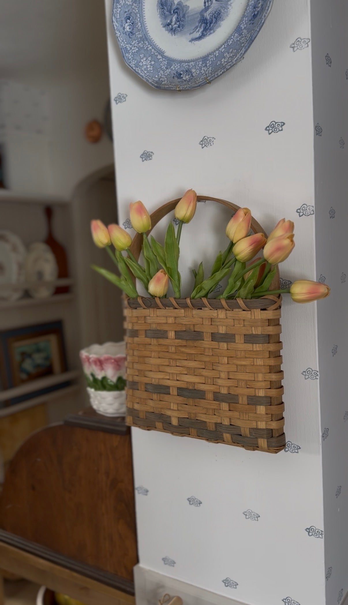 Hanging Door Basket with Tulips