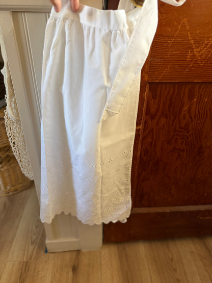 White Eyelet Half Apron