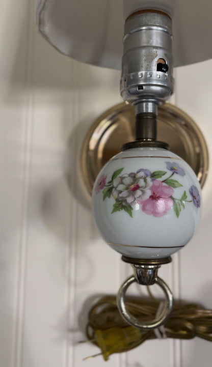 Vintage Floral Porcelain Plug-in Sconce