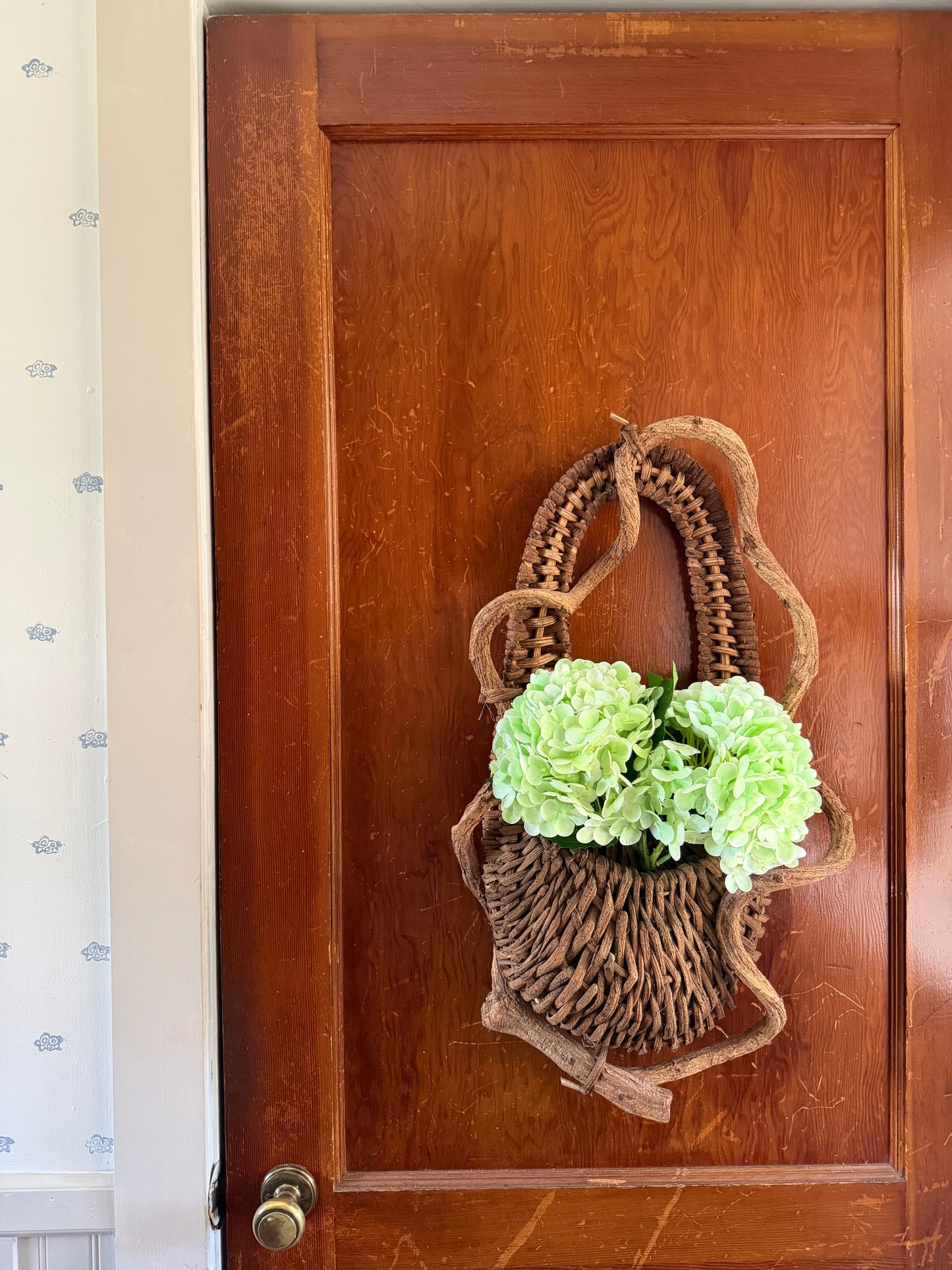 Handwoven Willow and Branch Hanging Basket