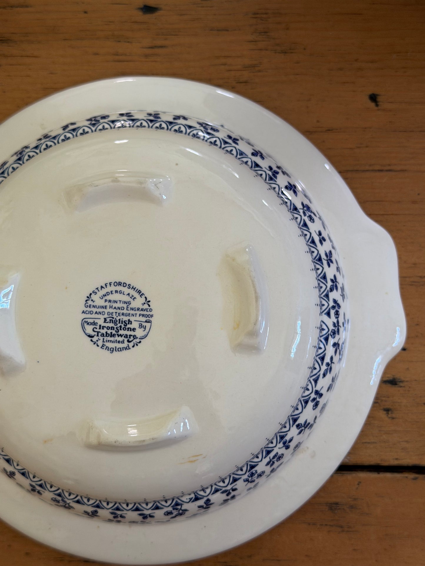 Provence Blue English Ironstone Tableware Vegetable Bowl with Lid