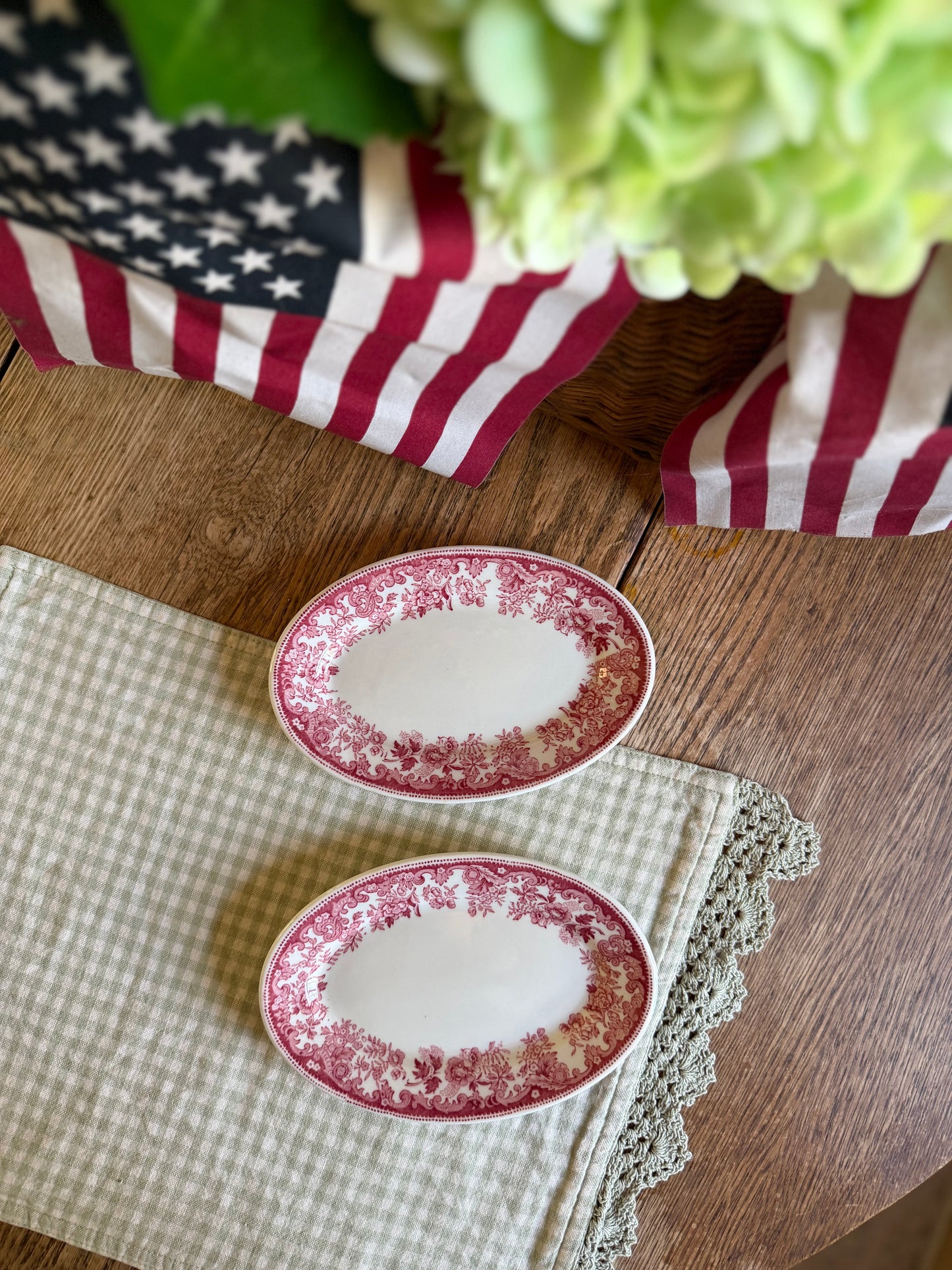 Red Floral Transferware Platter by Walker China (1 left)