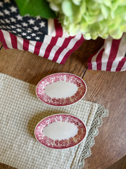Red Floral Transferware Platter by Walker China (1 left)