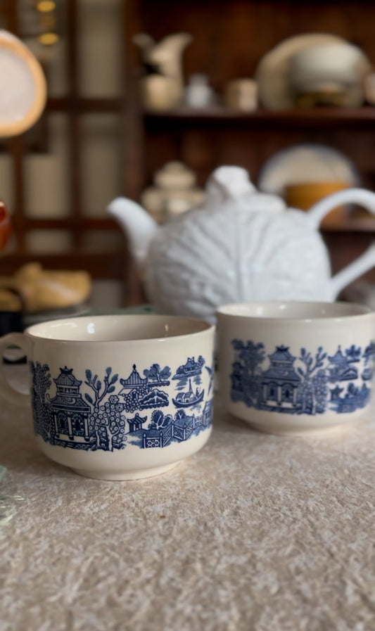 Large Churchill England Blue and White Mug- set of 2