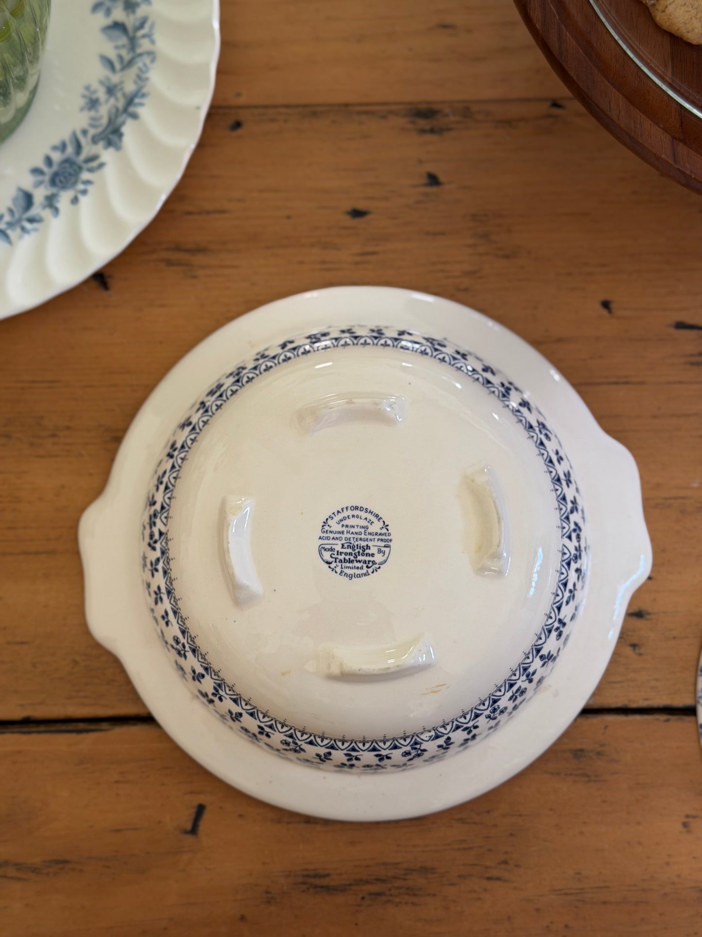 Provence Blue English Ironstone Tableware Vegetable Bowl with Lid