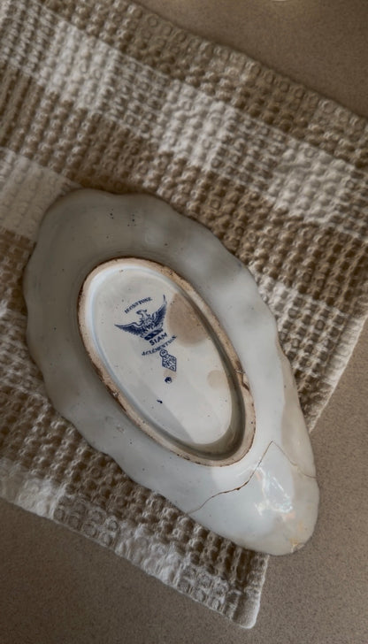 Antique Blue and White Ironstone Dish in pattern "Siam" by J. Clementson