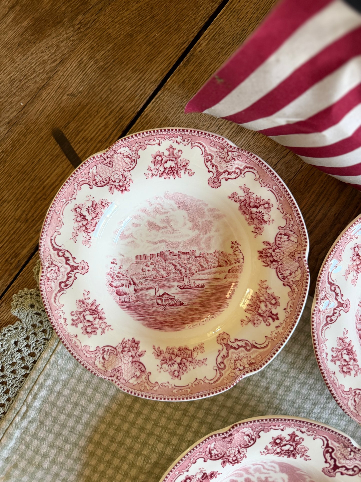 Red Floral Windsor in 1792 Johnson Bros Bowls made in England (3 left)