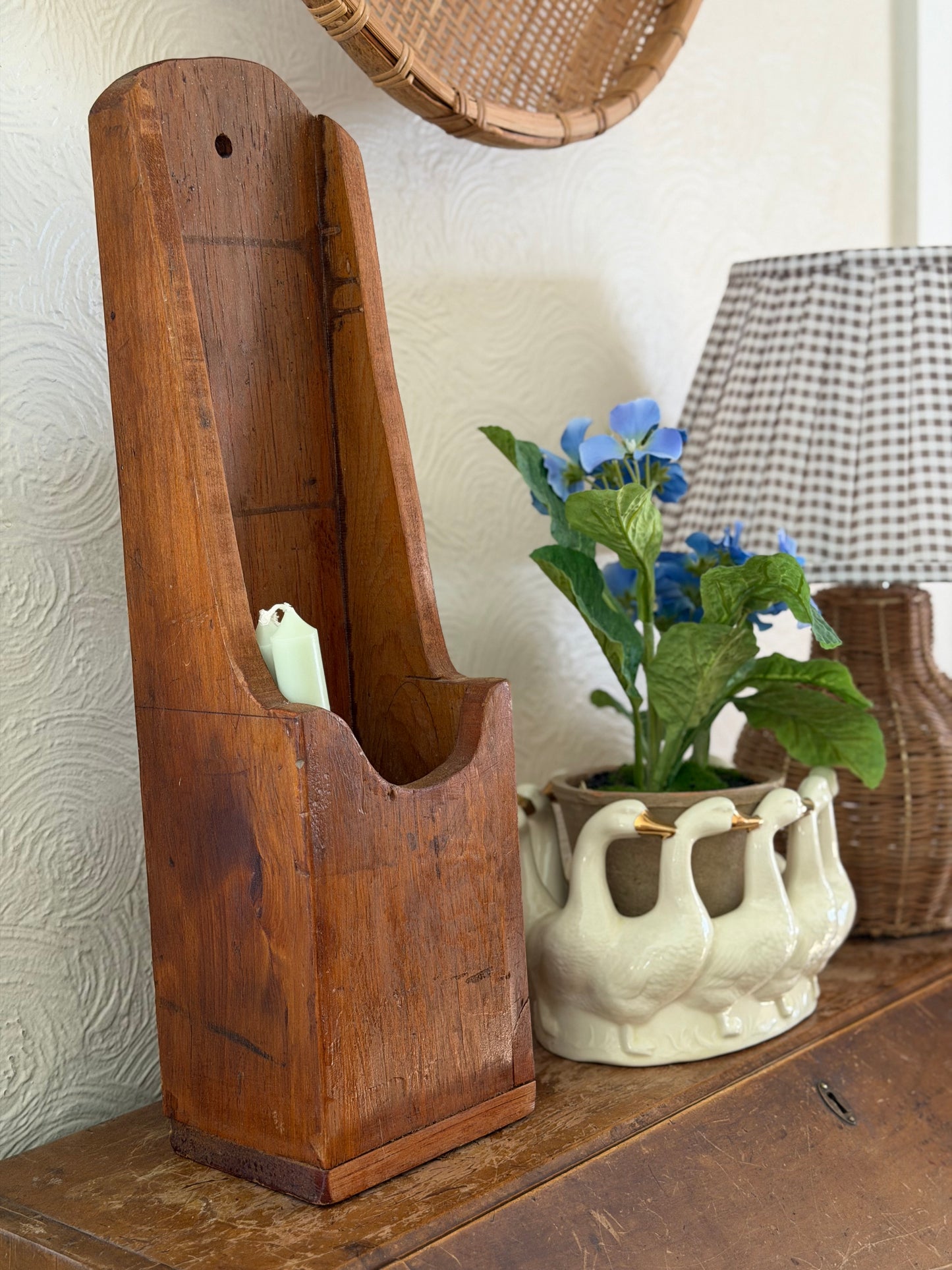 Wooden Candle Box Wall-hanging (flowers and candles not included)