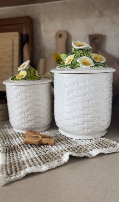 Set of 2 Vintage Lefton Daisy Canisters