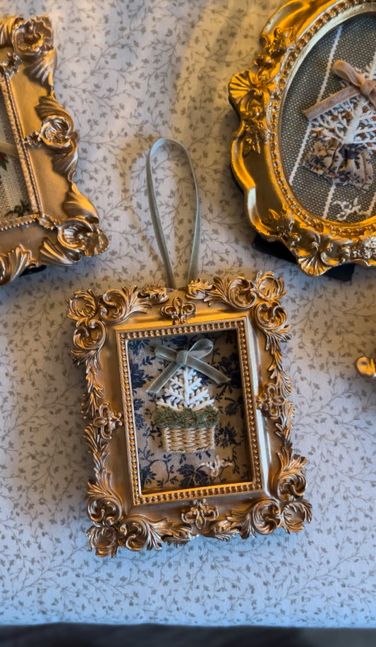 Small White Tree in Basket Embroidery Ornament (*2 available for pre-order, see IG stories)