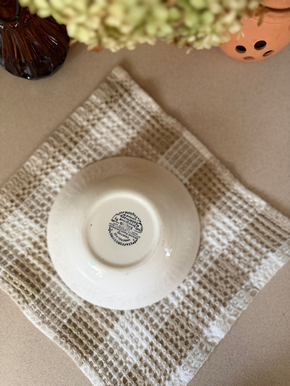 Set of 4 Brown Transferware Bowls by English Ironstone Tableware