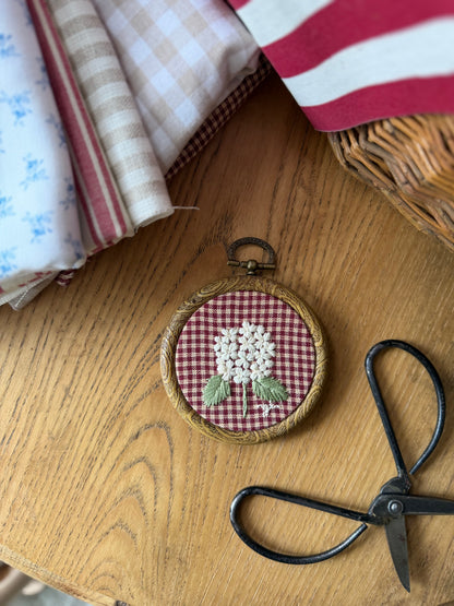 Mini White Hydrangea Embroidery Magnet