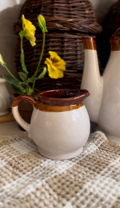 Brown Stoneware Tea Set (includes teapot, creamer, and four mugs)