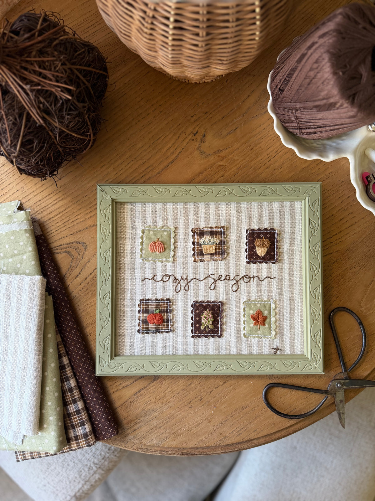 Fall Embroidered Stamps "Cozy Season" Wall Art
