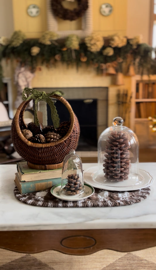 Rounded Crescent Shaped Vintage Two-Toned Storage Basket