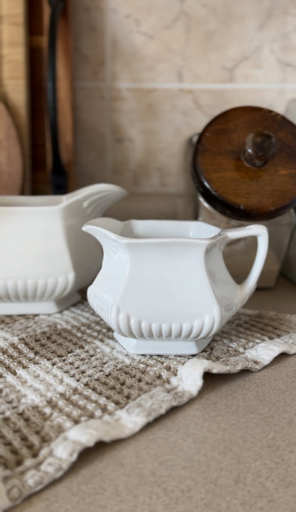 Set of Two Real English Ironstone Gravy Boats by Wm Adams & Sons, Micratex Line