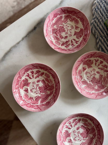Red "Willow Pattern" Saucers made in Japan - (3 available)