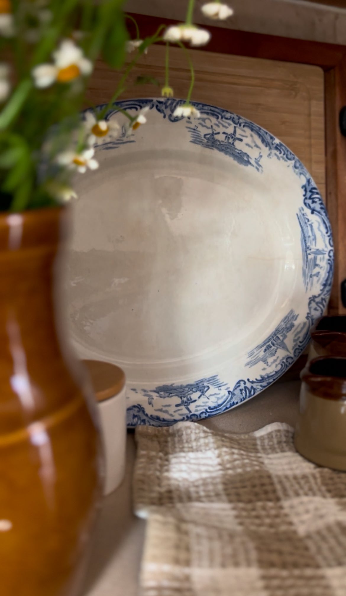 "Old Dutch" Blue and White Transferware Ironstone Platter made in England