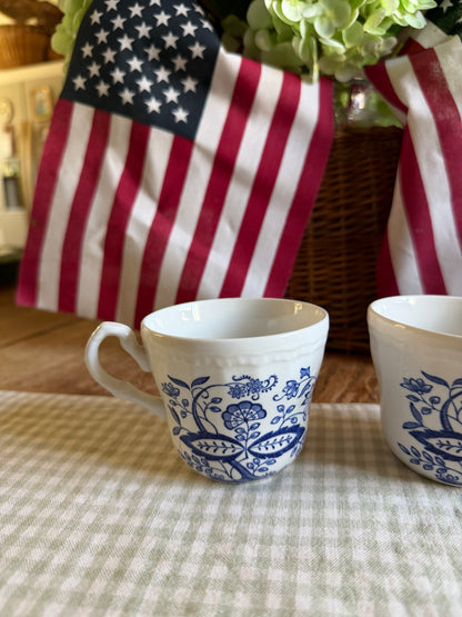 Set of 2 Blue Onion Enoch Wedgwood Teacups made in England