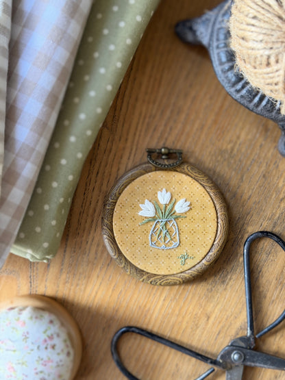 Mini Vase of Tulips Embroidery Magnet