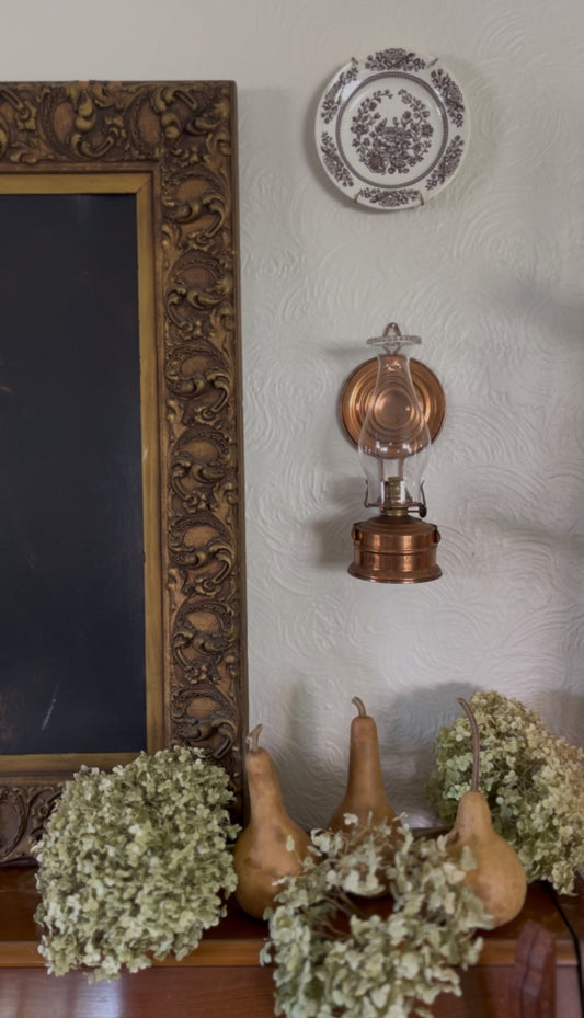 Copper Hurricane Oil Lamp Wall Hanging