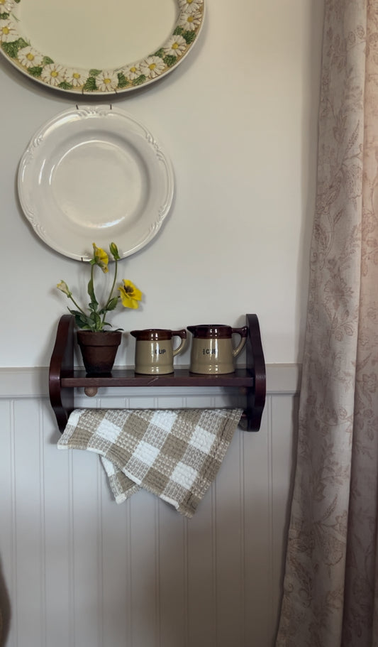 Wooden Wall Shelf with Towel Bar