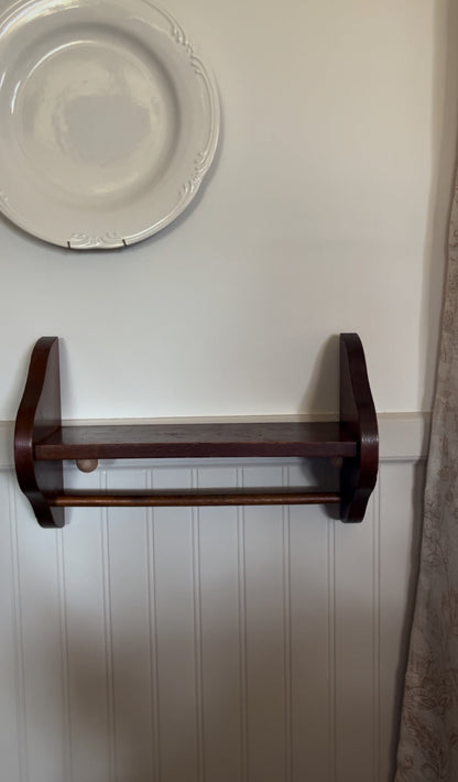 Wooden Wall Shelf with Towel Bar