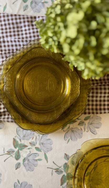 Set of Vintage Madrid Amber Depression Glass Dinnerware by Federal Glass Company (26 piece set)