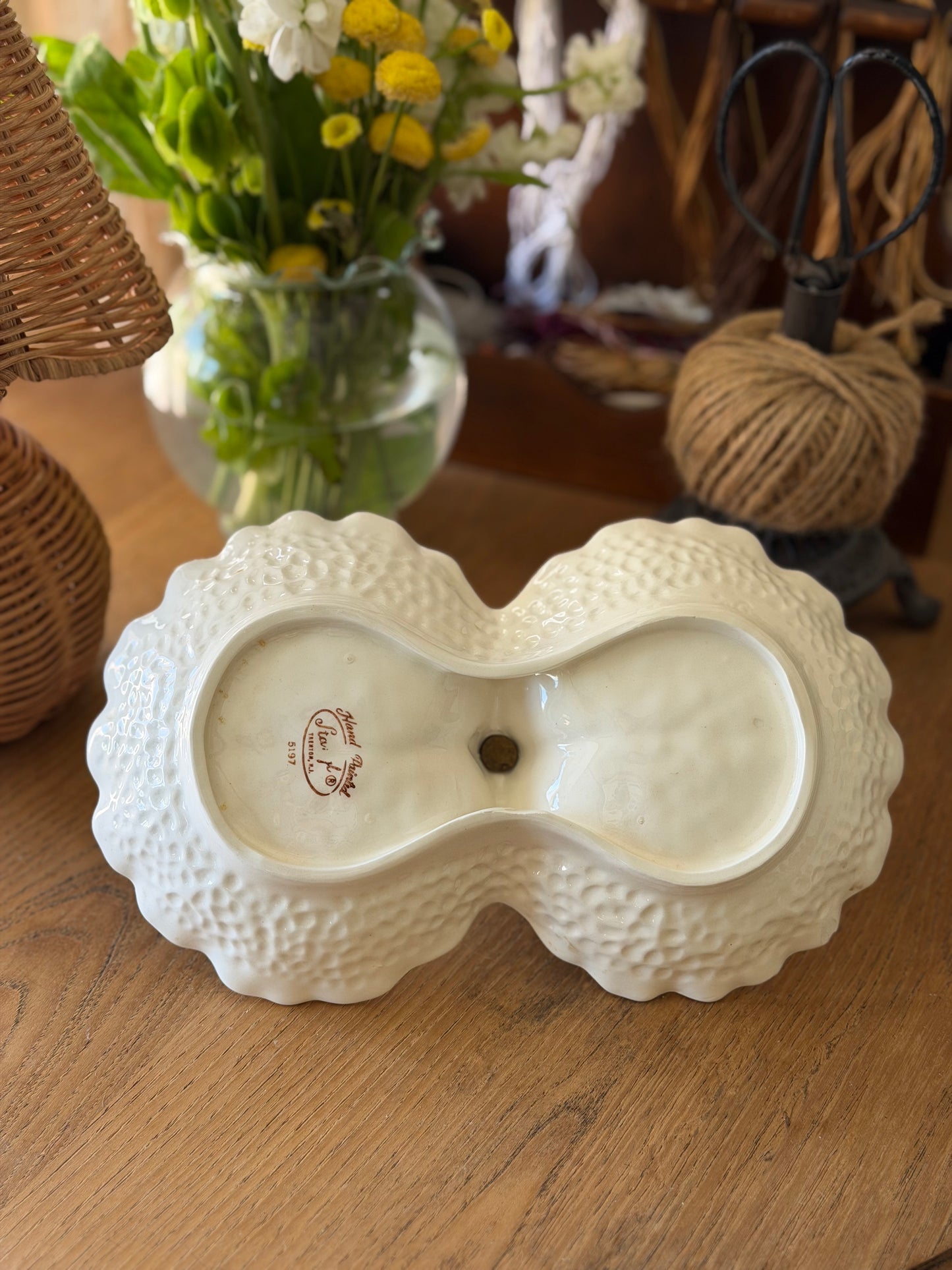 Stangl White Cabbageware Trinket Dish