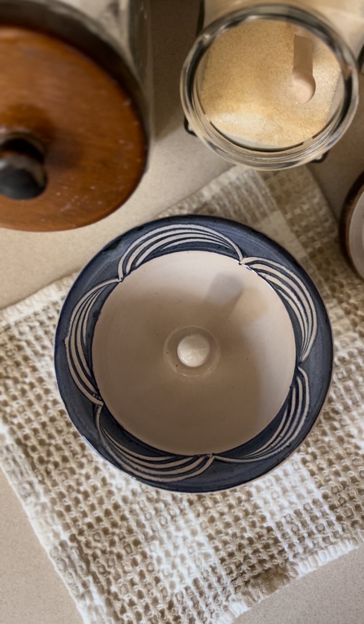 Blue and White Pottery Apple Baker Baking Dish