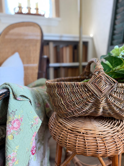 Hand-Woven Willow Buttocks Gathering Basket (flowers not included)